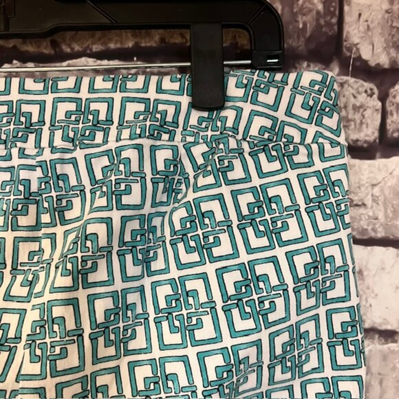 Chico's Turquoise & White Pull On Crop Pants Size L/14 - Picture 7 of 9